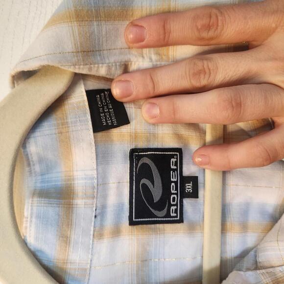 Roper Men's Plaid Pearl Snap Short Sleeve Western Shirt- Size 3XL Big & Tall - Picture 2 of 7